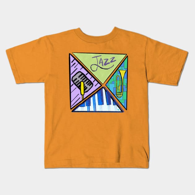 Jazz Triangles Kids T-Shirt by chowlet